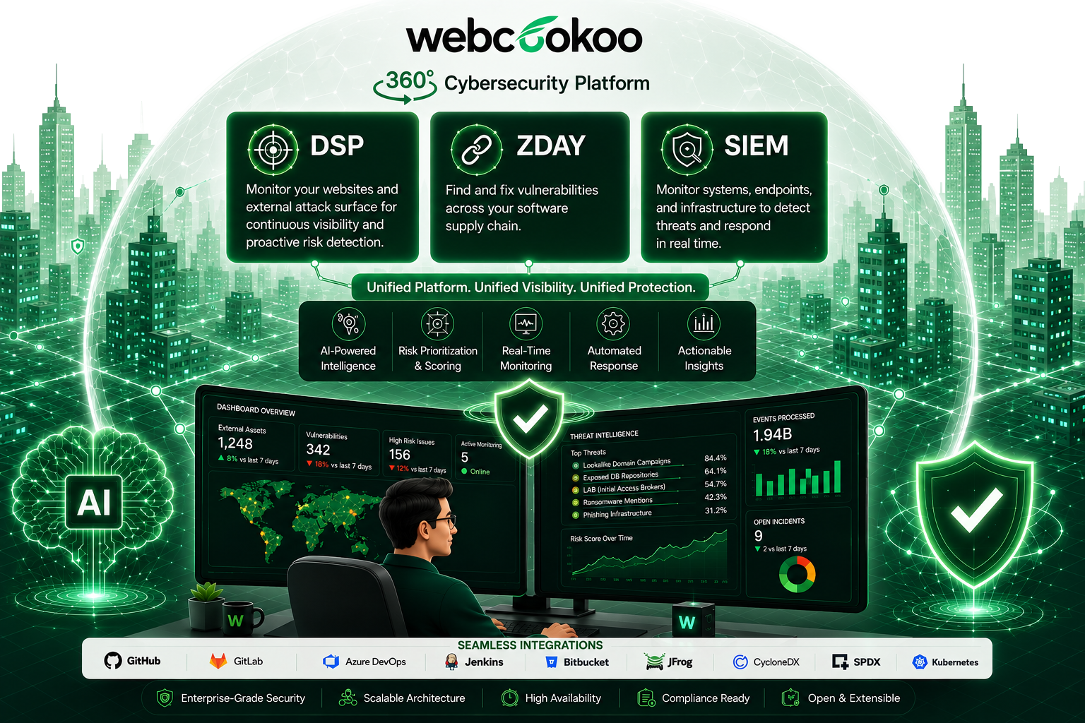 Webcookoo cybersecurity platform on laptop