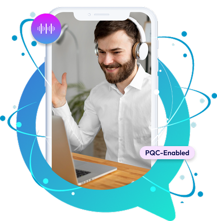 QuaMeet hero collage - professionals collaborating on secure video calls